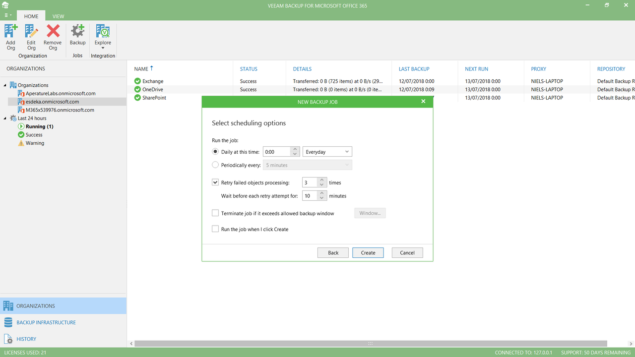 New backup job, GNS.SE Veeam Office 365 backup