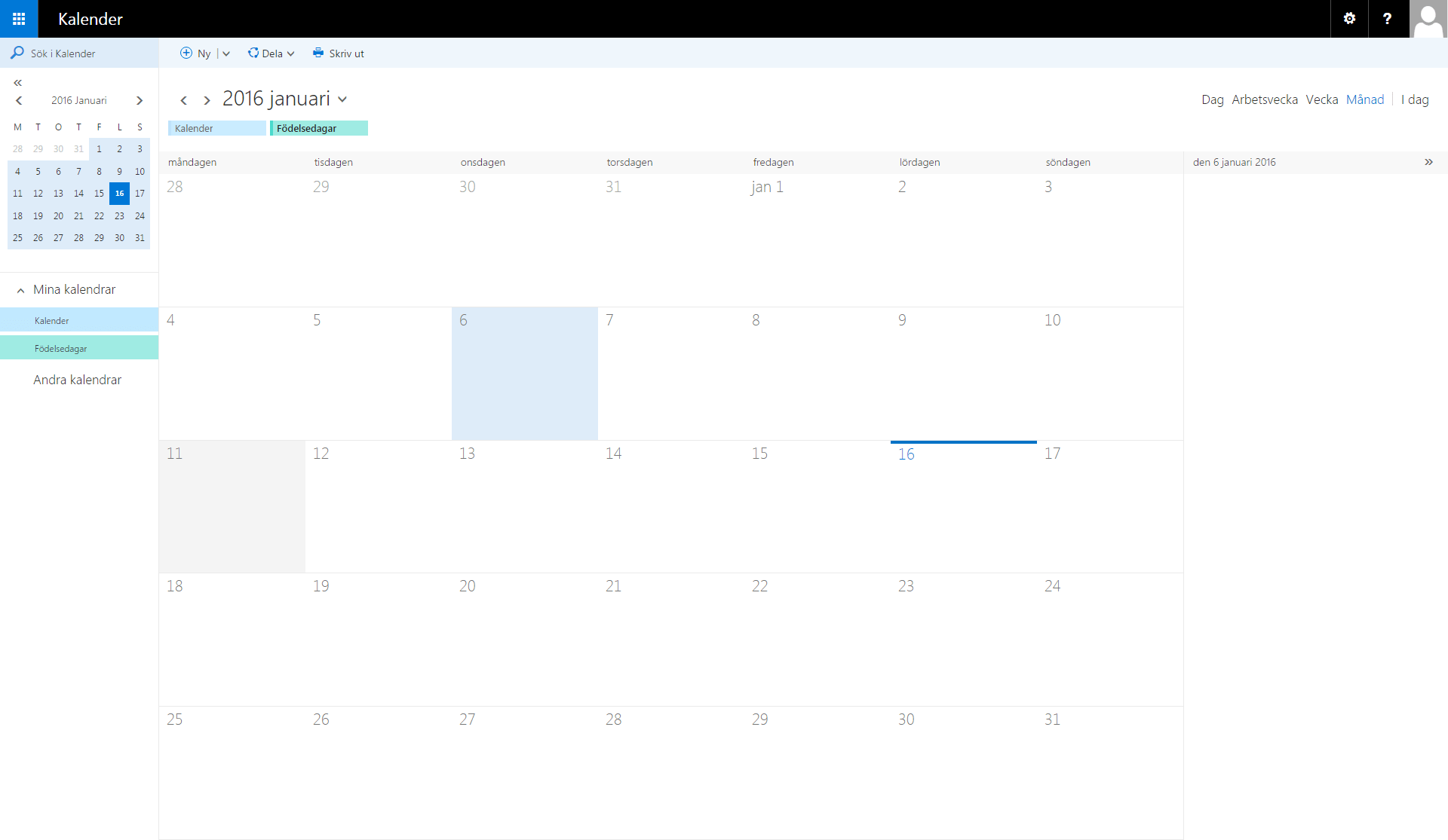 Hosted Exchange kalendar mesecni prikaz